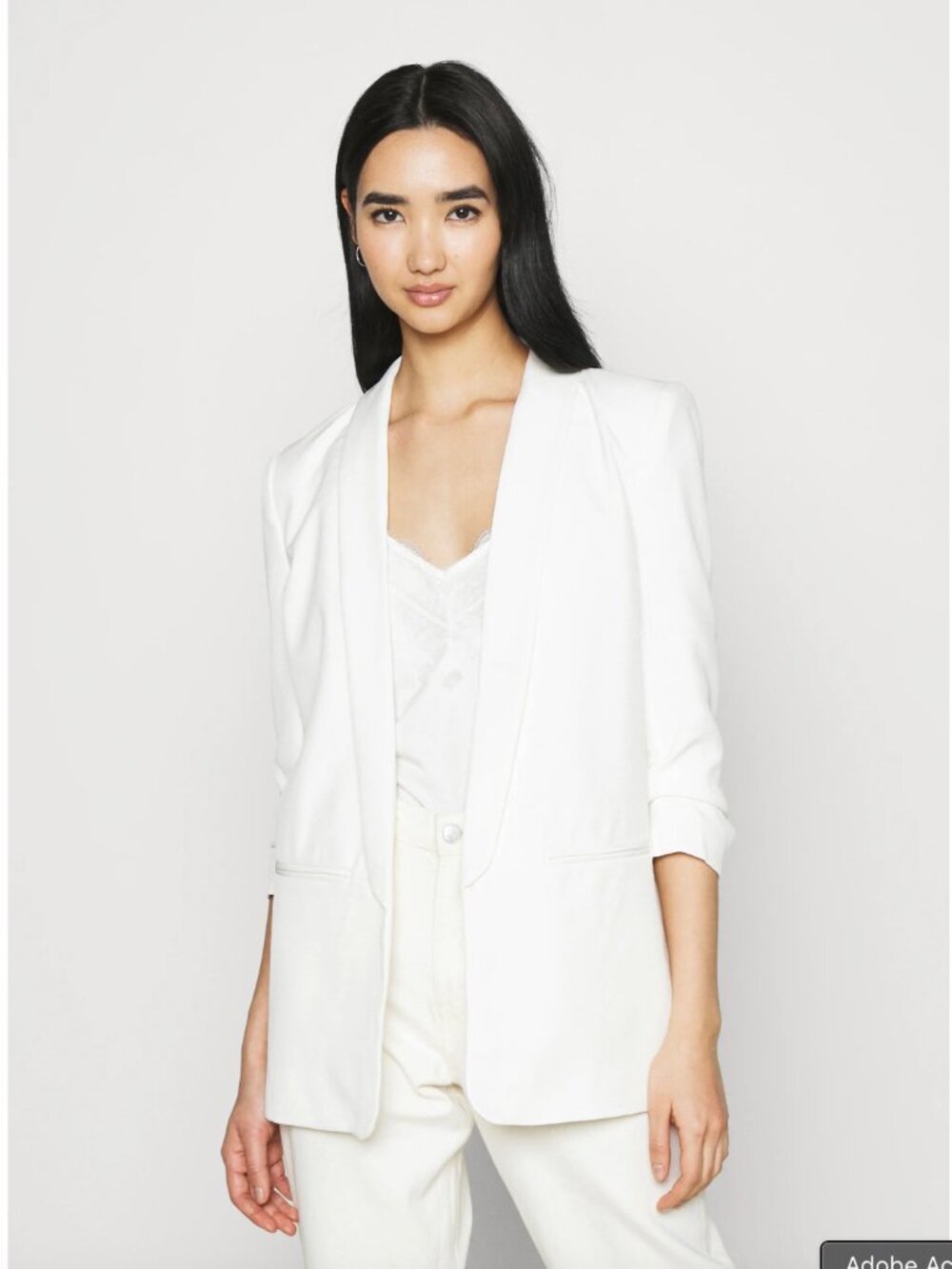ONLY Tailoring White Blazer Open Front Structured Jacket Size EU 34